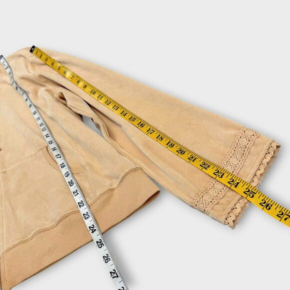 Daisy Fuentes Velvet Plush Hoodie Lounge Sweatpants Set Wide Leg Womens 1X Beige - Picture 8 of 12